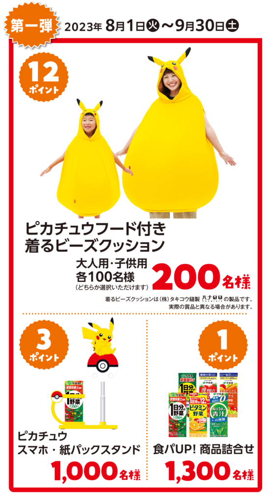 ポケモン　ピカチュウ着るビーズクッション